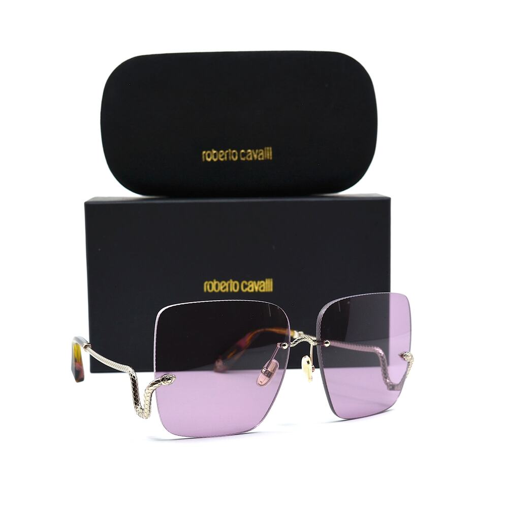 NEW ROBERTO CAVALLI SRC061 0594 SILVER VIOLET LENS AUTHENTIC SUNGLASSES - Picture 2 of 13